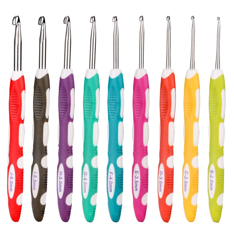 Ruidi TPR and ABS Handle Crochet Hook9pcs