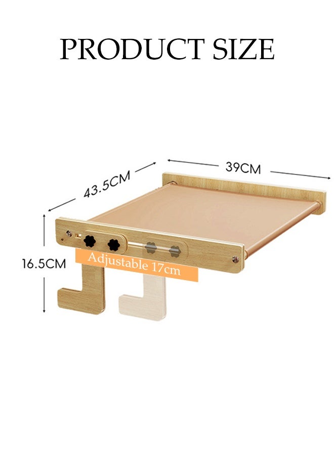 DUNISO Cat Hammock Wooden Pet Window Bed Indoor Kitty Shelf Nest Sturdy Heavy Duty Non-Drilling Non-Suction Durable Cat Hammock Window Seat Easy to Adjust Cat Bed for Windowsill, Bedside, Drawer and Cabinet - Image 4