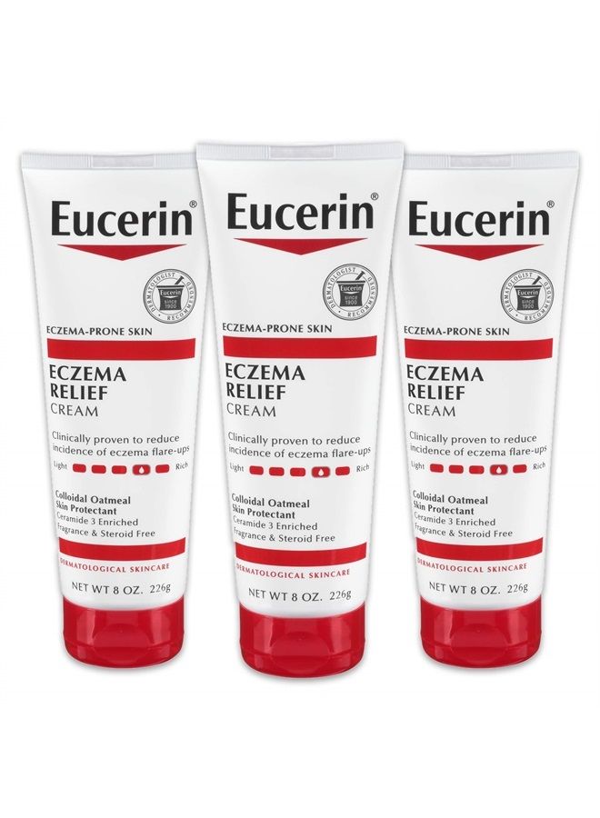 Eucerin Eczema Relief Cream - Full Body Lotion for Eczema-Prone Skin - 8 Ounce (Pack of 3) - Image 1