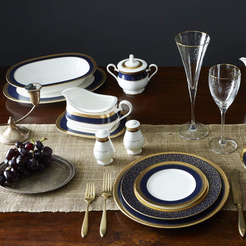 Noritake Noritake Odessa Cobalt Gold Platter Oval 14 in BlueWhite  - Image 2