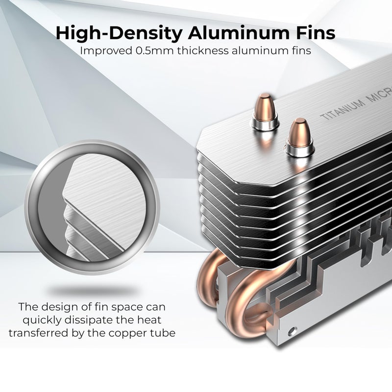 Titanium Micro SSD Heatsink Cooler M.2 NVMe Heatsink for Single Double Sided SSD 2280 with Copper Heatpipe, 30mm PWM Cooling Fan, Reduce up to 40Â°C - NITROPRO - Image 4