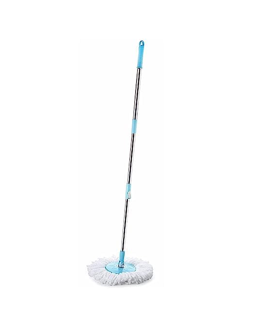 KIDINGTON Spin Cleaning Mop Stainless Steel Rod Handle Stick Set with 2 Refills for Home and Bathroom Floor Tiles Blue - Image 4