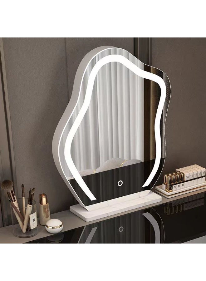 POWER LED Makeup Mirror with 3 Lighting Modes, Cloud Shape Vanity Mirror with Touch Control, Rechargeable Desk Mirror Portable Foldable Cosmetic Mirror for Bedroom Travel Beauty Routine - Image 3