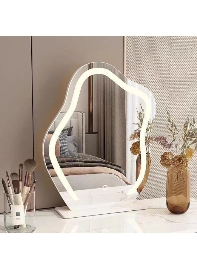 POWER LED Makeup Mirror with 3 Lighting Modes, Cloud Shape Vanity Mirror with Touch Control, Rechargeable Desk Mirror Portable Foldable Cosmetic Mirror for Bedroom Travel Beauty Routine - Image 4