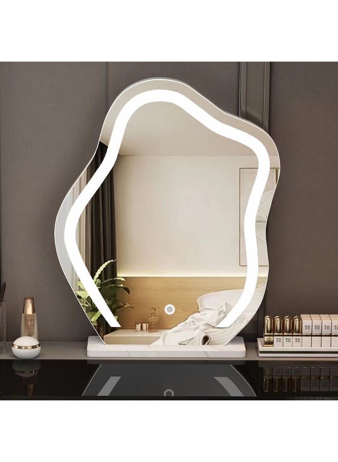 POWER LED Makeup Mirror with 3 Lighting Modes, Cloud Shape Vanity Mirror with Touch Control, Rechargeable Desk Mirror Portable Foldable Cosmetic Mirror for Bedroom Travel Beauty Routine - Image 2