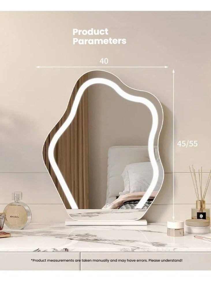 POWER LED Makeup Mirror with 3 Lighting Modes, Cloud Shape Vanity Mirror with Touch Control, Rechargeable Desk Mirror Portable Foldable Cosmetic Mirror for Bedroom Travel Beauty Routine - Image 5