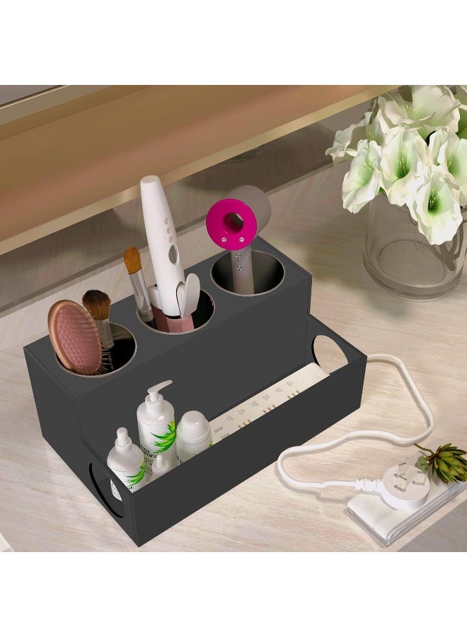 TPGP Hair Tool Organizer, Acrylic Hair Tool Caddy Countertop Blow Dryer Stand Storage With 3 Cups For Bathroom, Bedroom, Office, Black - Image 5