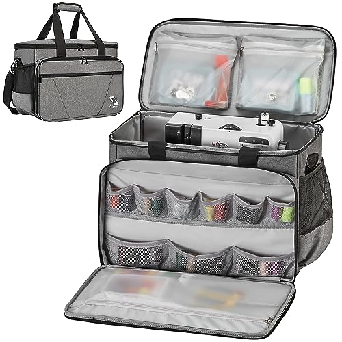 Golkcurx Sewing Machine Case with Removable Padding Pad, Tote Bag for Sewing Machine with Shoulder Strap for Most Standard Singer, Brother, Janome, Grey - Image 1