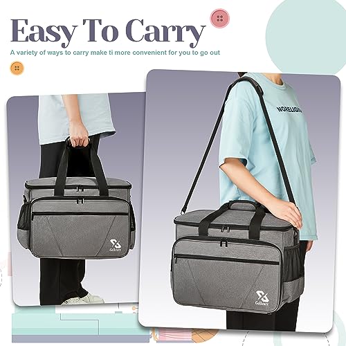 Golkcurx Sewing Machine Case with Removable Padding Pad, Tote Bag for Sewing Machine with Shoulder Strap for Most Standard Singer, Brother, Janome, Grey - Image 4