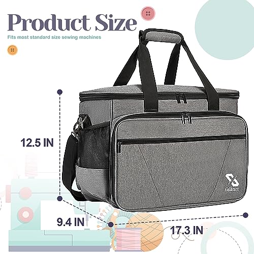 Golkcurx Sewing Machine Case with Removable Padding Pad, Tote Bag for Sewing Machine with Shoulder Strap for Most Standard Singer, Brother, Janome, Grey - Image 5