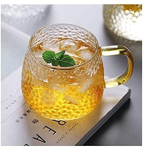 WRINGO 450ml Glass Coffee Mugs Clear Coffee Cups with Handles Perfect for Latte, Cappuccino, Espresso Coffee, Tea and Hot Beverages, Set of (2) (WC-08) - Image 1