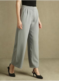 Dennis Lingo Grey Straight Leg Trousers for Women - Straight Fit, Elegant  - Image 4
