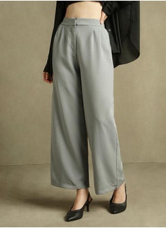 Dennis Lingo Grey Straight Leg Trousers for Women - Straight Fit, Elegant  - Image 3