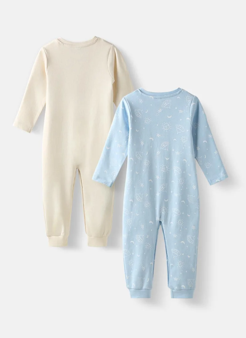 Nautinati Nautinati Infants Premium Cotton Graphic Printed Pack of 2 Sleepsuits