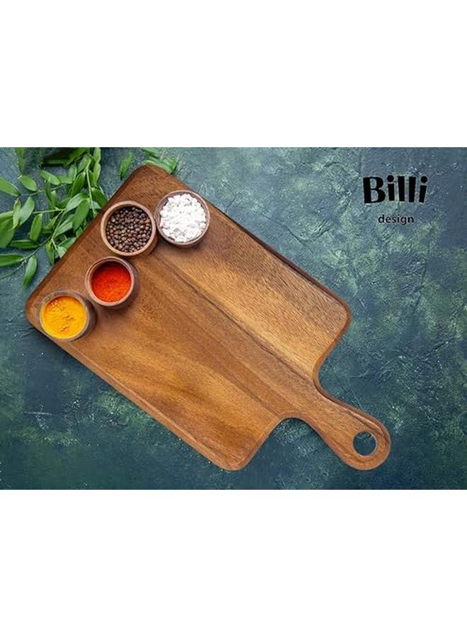 BILLI Wooden Chopping Board With Handle Acacia Wood Pizza Peel Cutting Board Serving Tray Pizza Paddle Brown 40 X 23 X2Cm - Image 3