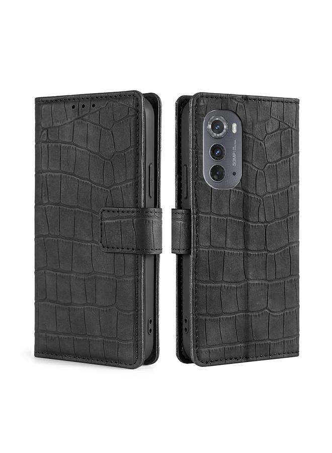 S-TOP Case For Motorola Edge 2022 Skin Feel Crocodile Magnetic Clasp Leather Phone Case - Image 1
