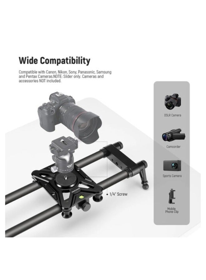 Neewer CS80CM Carbon Fiber Camera Slider (31.5"/80cm) – Lightweight Manual Dolly Rail with Adjustable Legs, Ball-Bearing Carriage, and Carry Bag - Image 2