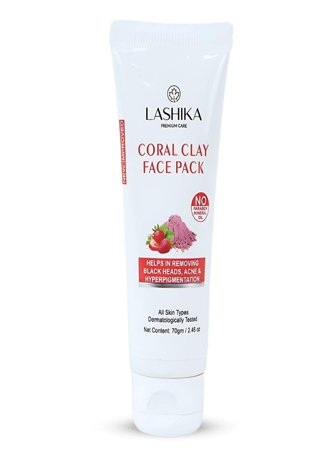 LASHIKA Coral Clay Face Pack | Coral Pink Clay | Avocado & Vitamin E | Helps in Removing Black Heads, Acne & Hyperpigmentation | All Skin Types - 70g - Image 1