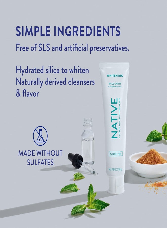 Native Toothpaste Made from Naturally-Derived Cleaners and Simple Ingredients that Safely Whitens Teeth, 4.1 oz, Wild Mint Fluoride Free - 1 Count - Image 3