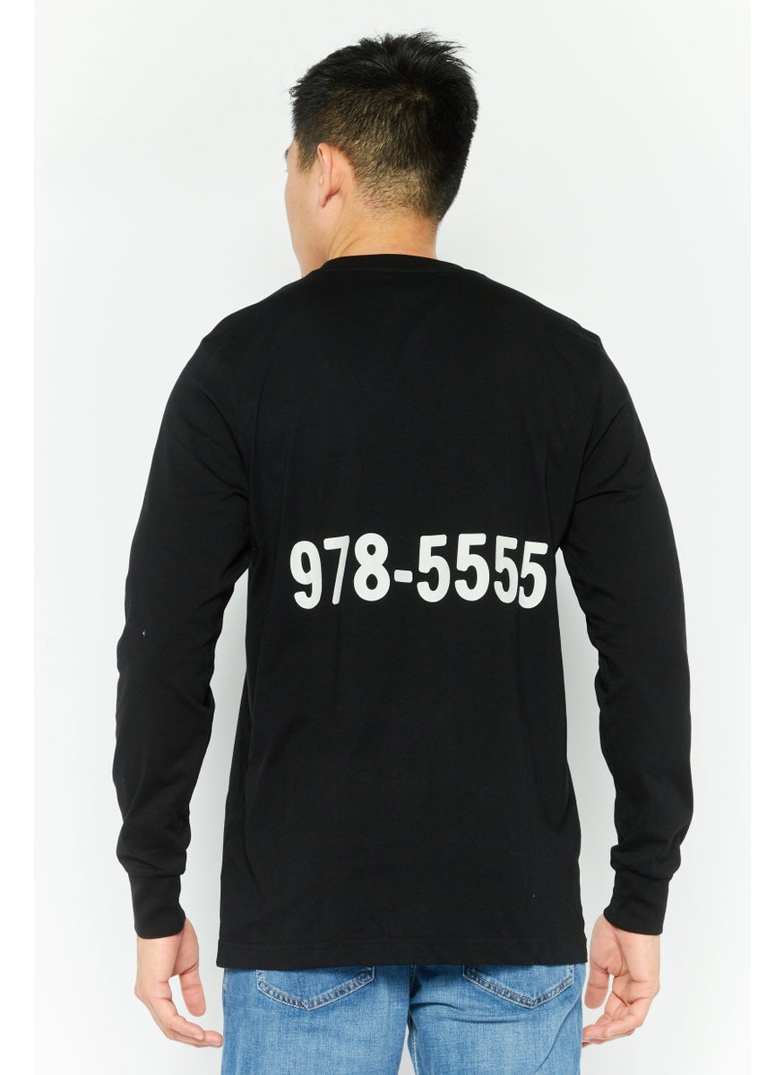 DIESEL - Men Crew Neck Long Sleeves Brand Logo T-Shirt, Black - Image 1