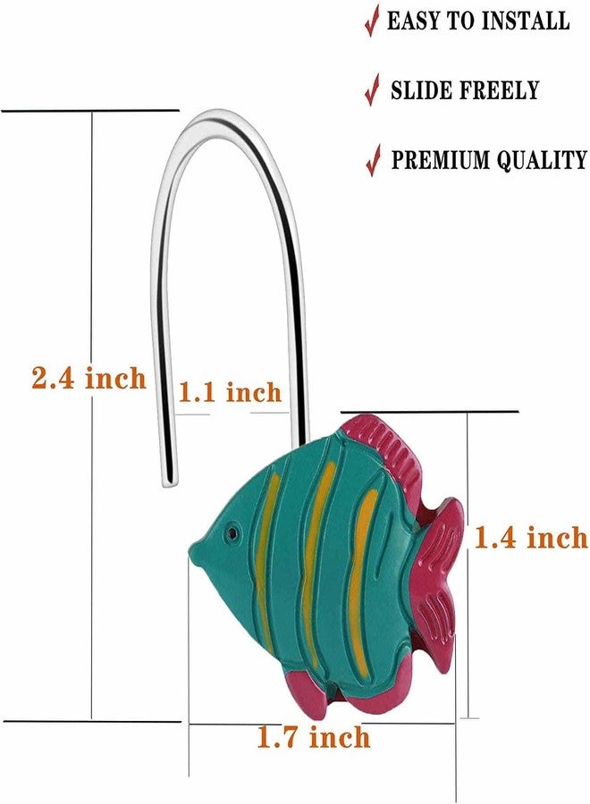 CandyGrid Fish Shower Curtain Hooks Rings for Under The Sea Bathroom Decor, Beach Shower Curtain Hooks, Nautical Shower Curtain Hooks, Decorative Shower Curtain Hooks for Bathroom - Set of 12 - Image 4