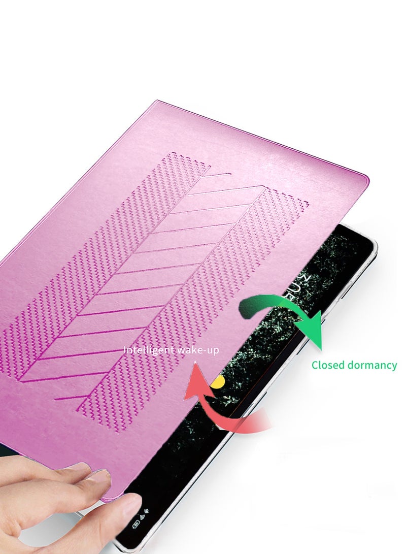 BYTER Samsung Galaxy Tab A9+ / A9 Plus 5G 2023 X210 X215 X216 11.0 / Samsung Galaxy Tab A11+ 2025 / Samsung Galaxy Tab A11 Plus 2025  Classic PU Leather Trifold Stand Flip Case Cover - Light Pink - Image 4