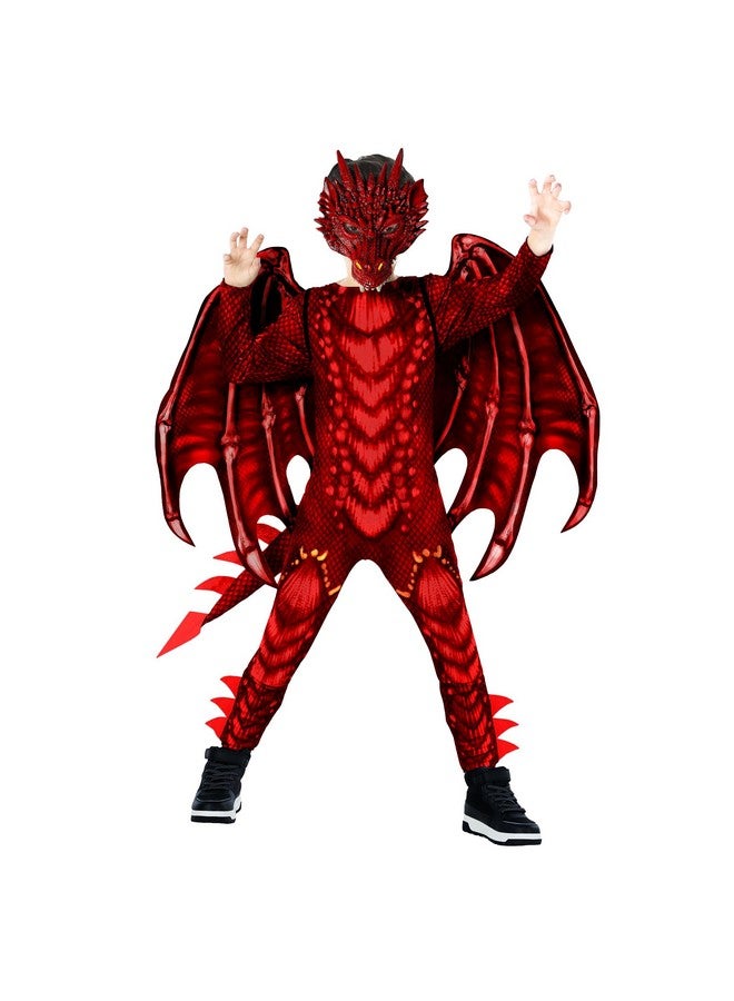 Morph Red Dragon Costume for Kids, Boys Halloween Dragon Costume with Wings, Fun Dress-Up for Parties and Events, Medium - Image 4