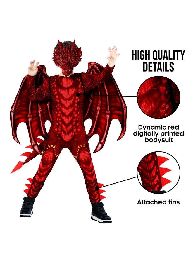 Morph Red Dragon Costume for Kids, Boys Halloween Dragon Costume with Wings, Fun Dress-Up for Parties and Events, Medium - Image 3