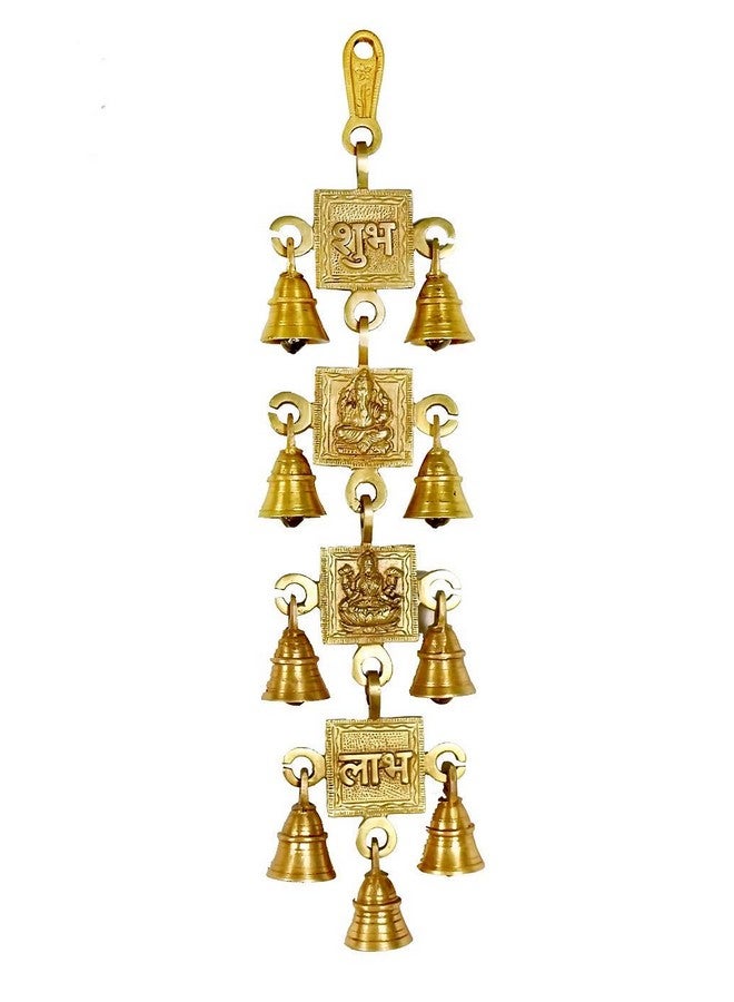 Pick End Now Brass Laxmi, Ganesh, Shubh Labh Wall Hanging with 9 Bells, Door Hanging Bells for Festival Decoration, Product Dimensions - 4 x 1.18 x 15.5In, 740Gm - Image 1