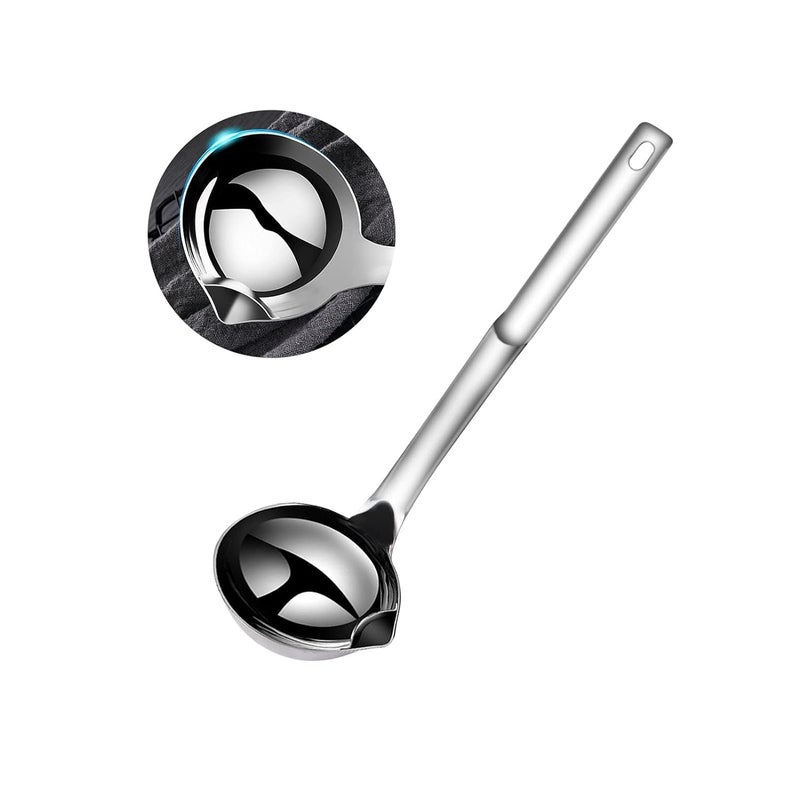 Honbuty Honbuty Stainless Steel Oil Soup Separator Spoon Oil Filter Spoon Cooking Spoon OilSeparated Spoon with Long Handle Grease Filter Spoon for Home Kitchen Hot Pot Fat Skimmer Silver  - Image 1