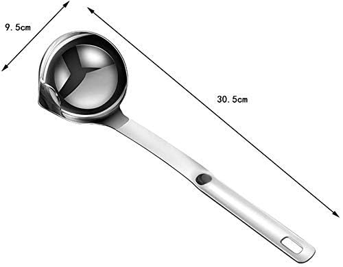 Honbuty Honbuty Stainless Steel Oil Soup Separator Spoon Oil Filter Spoon Cooking Spoon OilSeparated Spoon with Long Handle Grease Filter Spoon for Home Kitchen Hot Pot Fat Skimmer Silver  - Image 2