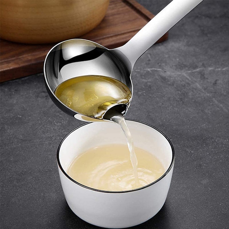 Honbuty Honbuty Stainless Steel Oil Soup Separator Spoon Oil Filter Spoon Cooking Spoon OilSeparated Spoon with Long Handle Grease Filter Spoon for Home Kitchen Hot Pot Fat Skimmer Silver  - Image 5