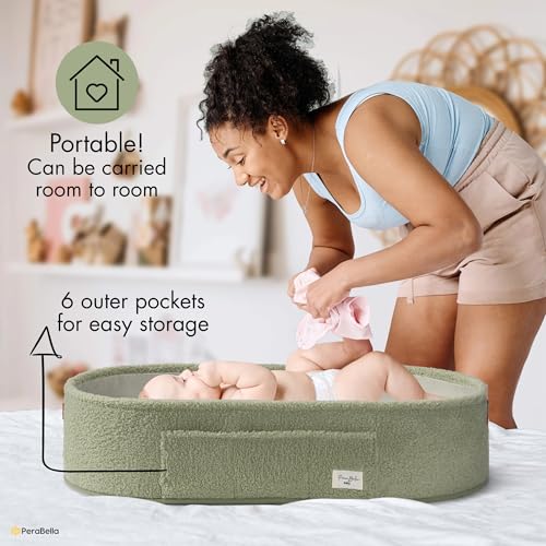 PeraBella Baby Changing Basket for Dresser Top, Baby Moses Basket for Newborn, Portable Diaper Changing Pad Table Topper for Dresser, Includes Diaper Caddy Organizer with Handle, Moses Bassinet Mat - Image 4