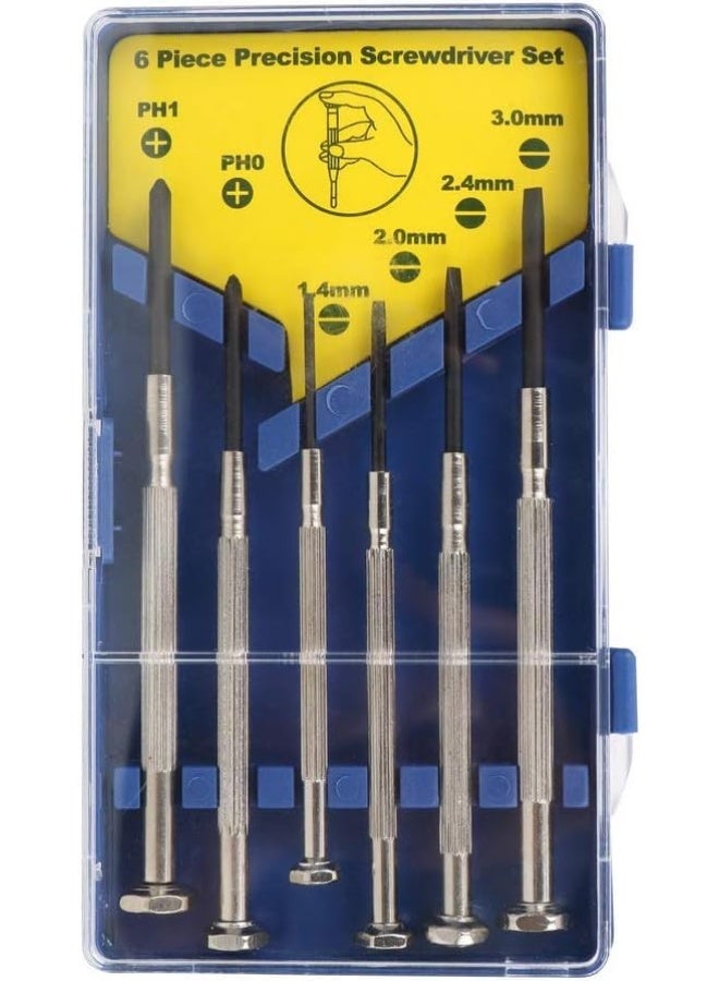 6Pcs Mini Screwdriver Set, Eyeglass Repair Screwdriver, Precision Repair Tool Kit with 6 Different Size Flathead Ideal for Watch, Jewelers - Image 1