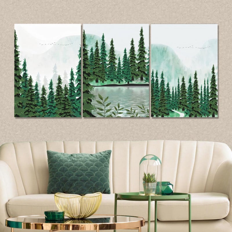Marktna Three luxurious canvas prints with a modern design and a hollow frame, measuring (120×60), three pieces - Image 1