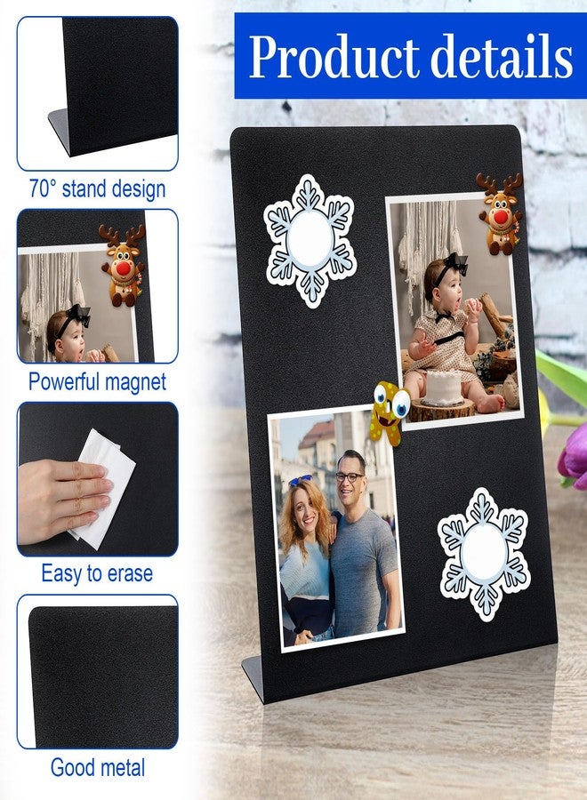 Caeuiciw 2 Pieces Magnetic Bulletin Board with Stand 11 x 8.5 Inches Mini Black Magnet Metal Tabletop Memo Display Board for Back to School Menu Table Home Kitchen Office Supplies - Image 3