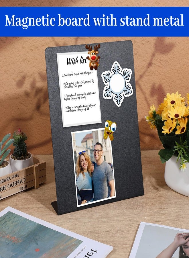 Caeuiciw 2 Pieces Magnetic Bulletin Board with Stand 11 x 8.5 Inches Mini Black Magnet Metal Tabletop Memo Display Board for Back to School Menu Table Home Kitchen Office Supplies - Image 4