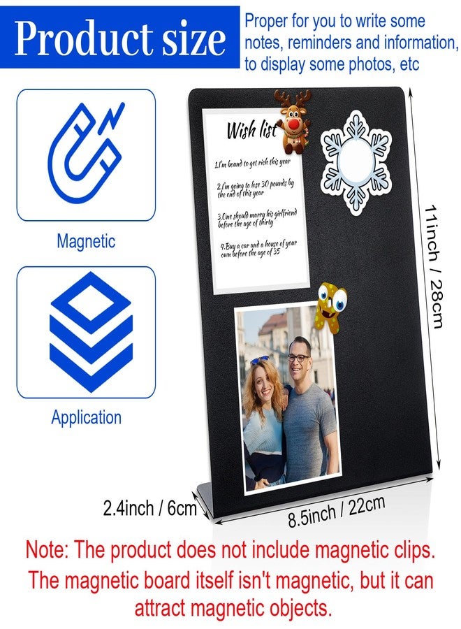 Caeuiciw 2 Pieces Magnetic Bulletin Board with Stand 11 x 8.5 Inches Mini Black Magnet Metal Tabletop Memo Display Board for Back to School Menu Table Home Kitchen Office Supplies - Image 2