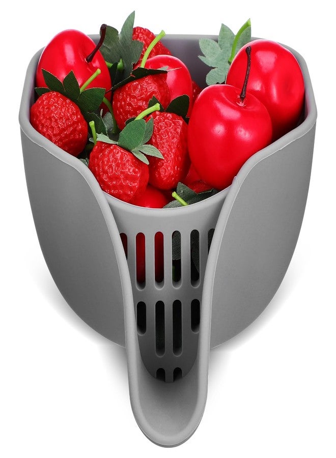 بارتي كينج دوم سلة تصريف المطبخ مع صنبور: سلة تصريف سيليكون للطعام - سلة تصريف أساسية للمطبخ للحوض - مصافي متعددة الوظائف للفواكه والخضراوات والمعكرونة - Image 2