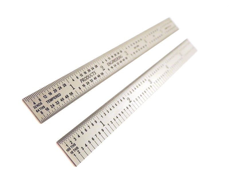 PEC Made in the USA PEC 12" Flexible Stainless 5R Machinist Engineer Ruler / Rule 1/64, 1/32, 1/10, 1/100 - Image 3