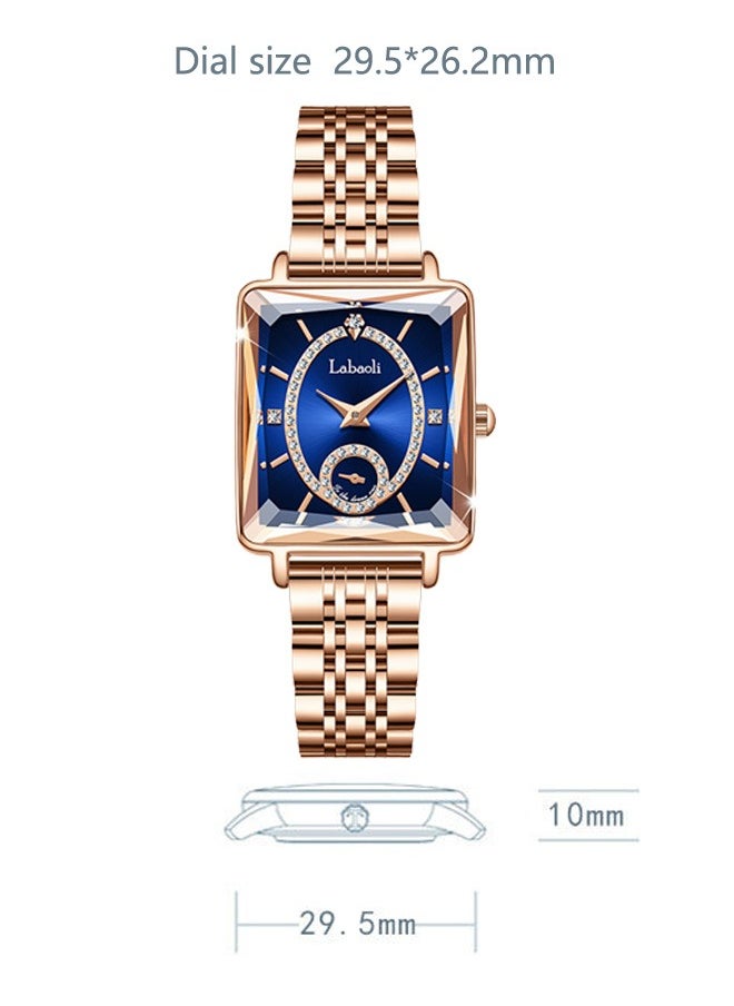 Labaoli Stylish and elegant: Women's stainless steel waterproof quartz watch with a dial and diamond-cut mirror face design.  - Image 5