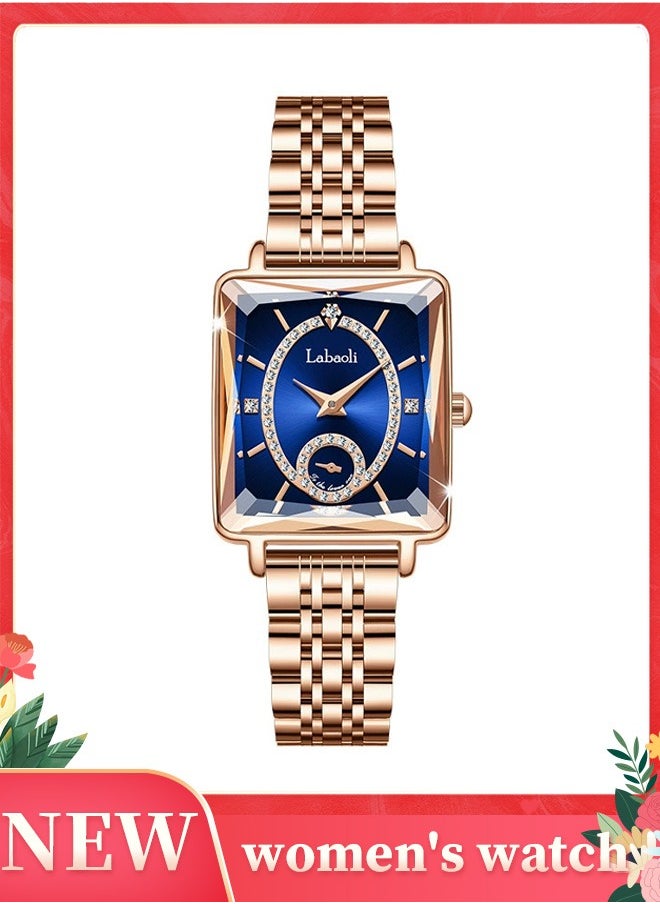 Labaoli Stylish and elegant: Women's stainless steel waterproof quartz watch with a dial and diamond-cut mirror face design.  - Image 1