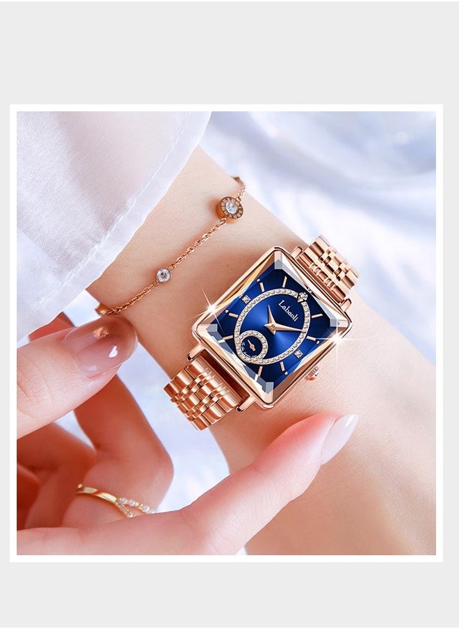 Labaoli Stylish and elegant: Women's stainless steel waterproof quartz watch with a dial and diamond-cut mirror face design.  - Image 3