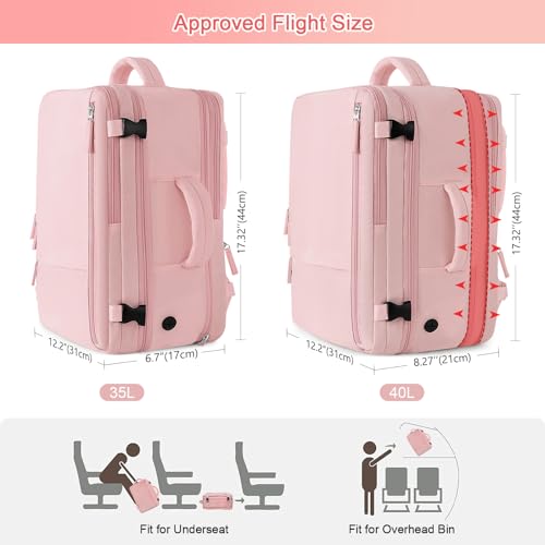 Sinaliy Large Travel Backpack for Women, 40L Carry On Backpack, 17 Inch Laptop Waterproof Backpack, College Bookbag, Backpack for Women, as Person Item Flight Approved - Image 4