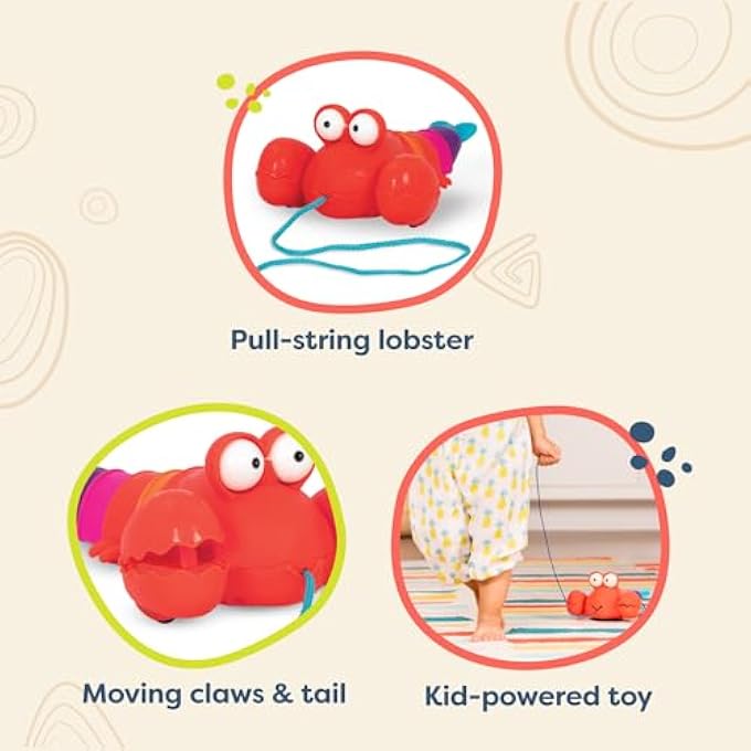 PULL ALONG TOY  PUSH OR PULL LOBSTER  WALKING TOY WITH STRING  TOYS FOR TODDLERS, KIDS  18 MONTHS +  WAGGLE-A-LONGS - PINCHY PAT - Image 5