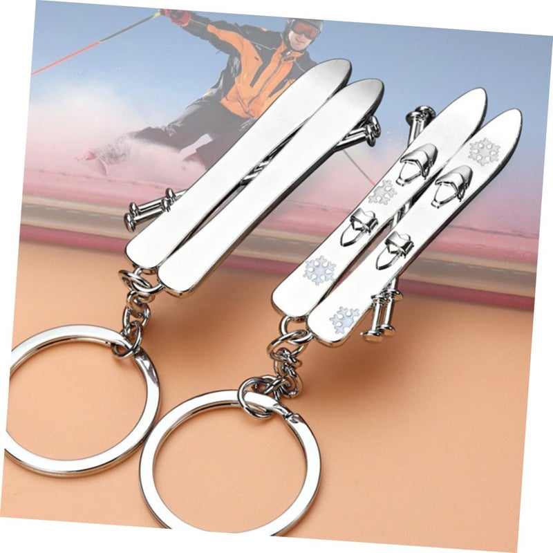 Didiseaon 4pcs Stylish Skiing Pendant Keyring for Winter Sports Enthusiasts Durable Lightweight Car Bag Accessory for Ski Lovers - Image 4