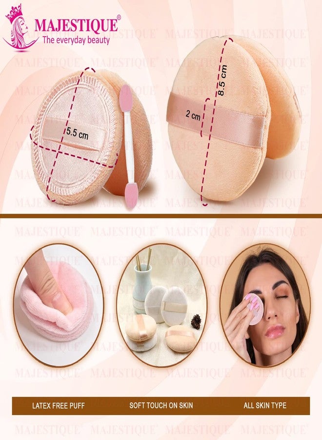 Majestique 2Pcs Flat Powder Puff with Grip, Makeup Sponge with Stick for Liquid, Cream, and Powder - Color May Vary - Image 2