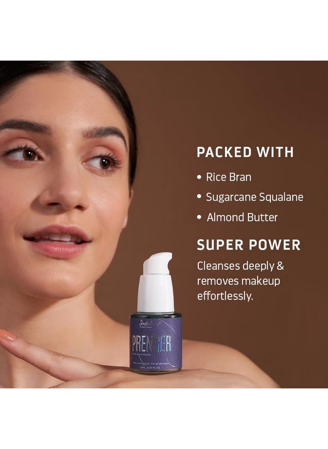 Indulgeo ESSENTIALS Prenser Pre Cleansing Oil For Makeup Removal Deep Cleanser For Face Reduce Blackheads & Open Pores Nourishing Formula Organic (20Ml)  - Image 3