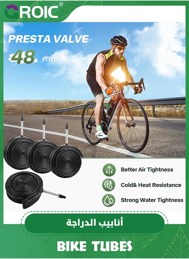 GROIC - 2 Pcs 700*23-32C Road Bike Inner Tubes with 48mm Presta Valve Stem, Bicycle Butyl Inner Tube Replacement for Road Bikes,  FV48mm Presta Valve Stem, Bicycle Inner Tube Replacement for Road Bikes - Image 1