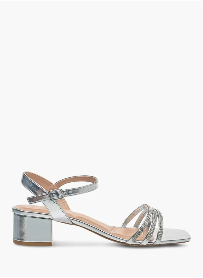 سيليست Womens Embellished Sandals With Block Heels And Buckle Closure Ramadan Collection